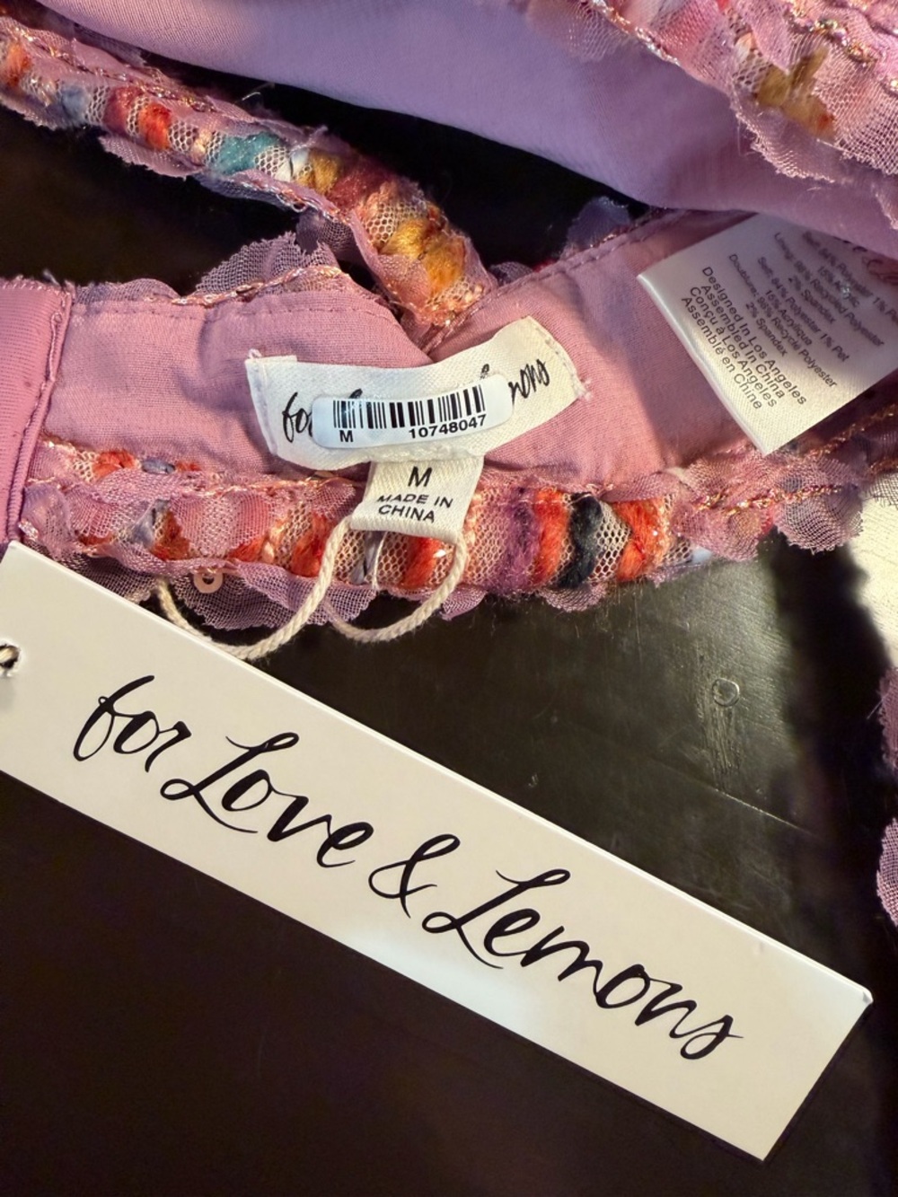 NWT For Love And Lemons ‘Dionne’ Bralette Top in Pink Multicolor Tweed Size M - Picture 6 of 16